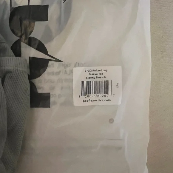 NWT PopFlex—Refine Long Sleeve Top Stretchy Women's Stormy Blue Gray—Medium - Picture 5 of 5